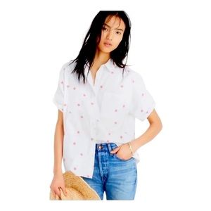 Madewell Embroidered Daisy Courier Shirt Sz S